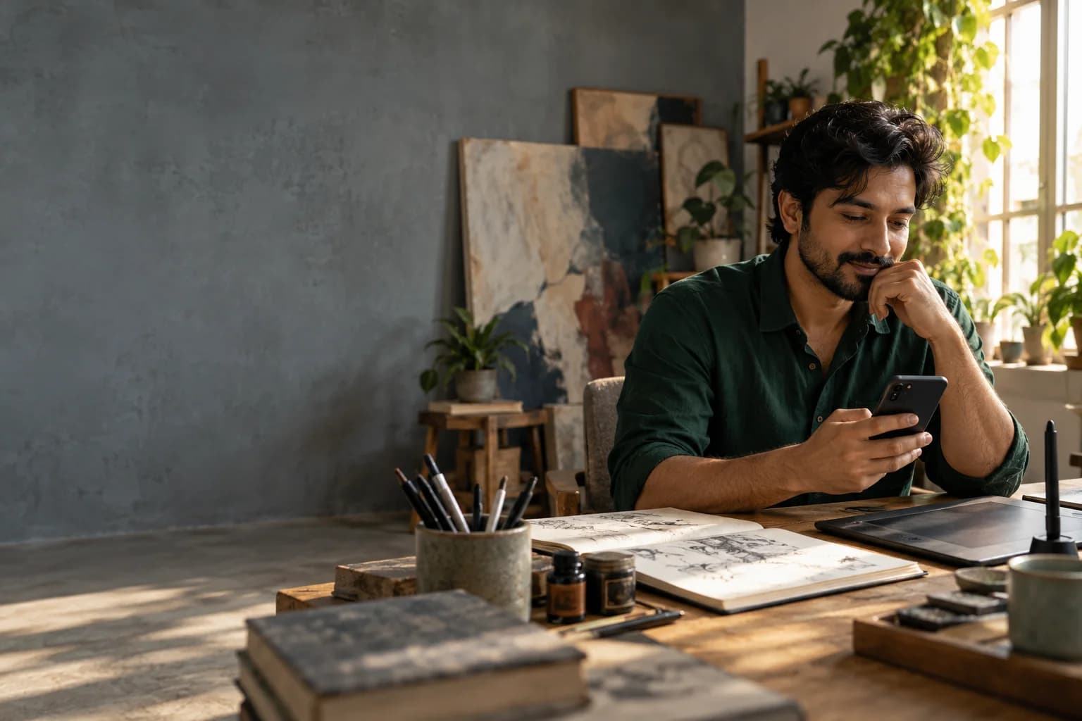 An illustrator preparing a resource for his audience