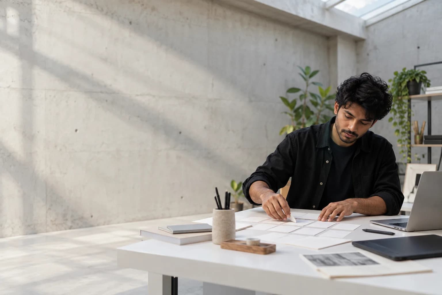 A designer planning a simple conversation sequence