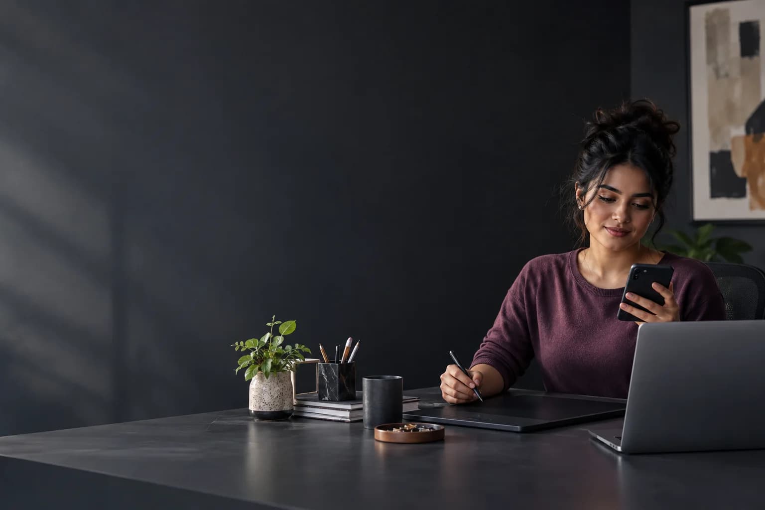 A designer checking requests for her digital resources