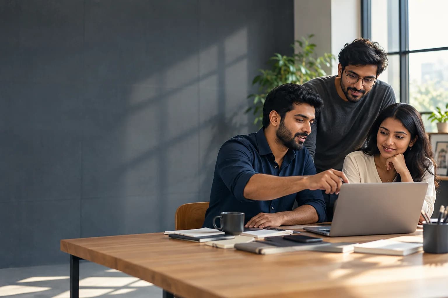 An agency team reviewing a client campaign together